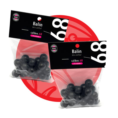PACK BALINES CAL .68 TRAUMATICOS CAUCHO 50un1