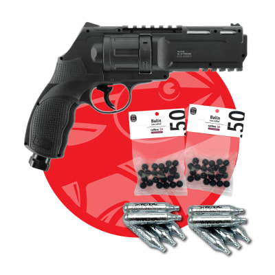 PACK REVOLVER UMAREX TR50 + 10 CO2 + 50 BALINES TRAUMATICOS CAUCHO1