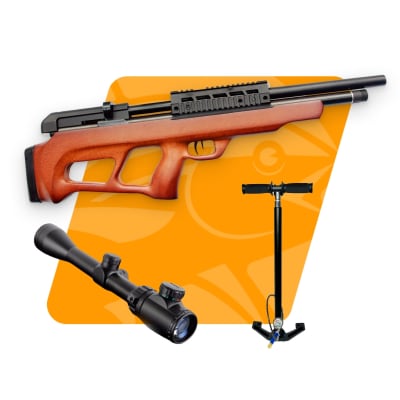 PACK RIFLE BULLPUP BEEMAN COMMODORE MADERA + BOMBIN + MIRA APOLO1