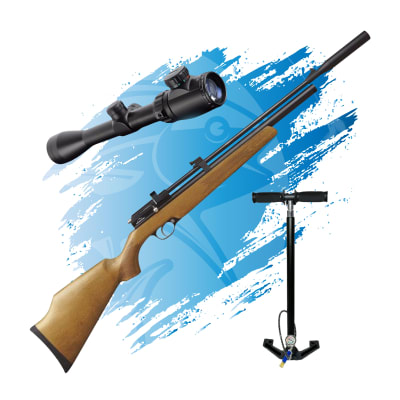 PACK RIFLE PCP BLACK MOOSE PR900 GEN2 + MIRA TELESCOPICA + BOMBIN1