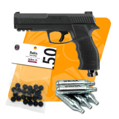 KIT DE DEFENSA PERSONAL UMAREX PISTOLA CO2 +  50 BALINES TRAUMATICOS + 10 CAPSULAS