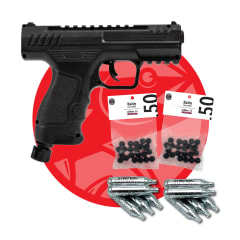 PACK PISTOLA BEEMAN BP50 + 10 CO2 + 50 BALINES TRAUMATICO CAUCHO