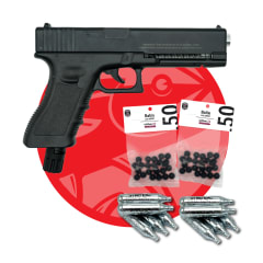 PACK PISTOLA TH TACTICAL G17 + 10 CO2 + 50 BALINES TRAUMATICOS CAUCHO