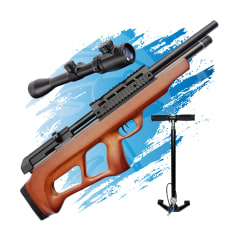 PACK RIFLE PCP BEEMAN COMMODORE MADERA + MIRA TELESCOPICA + BOMBIN