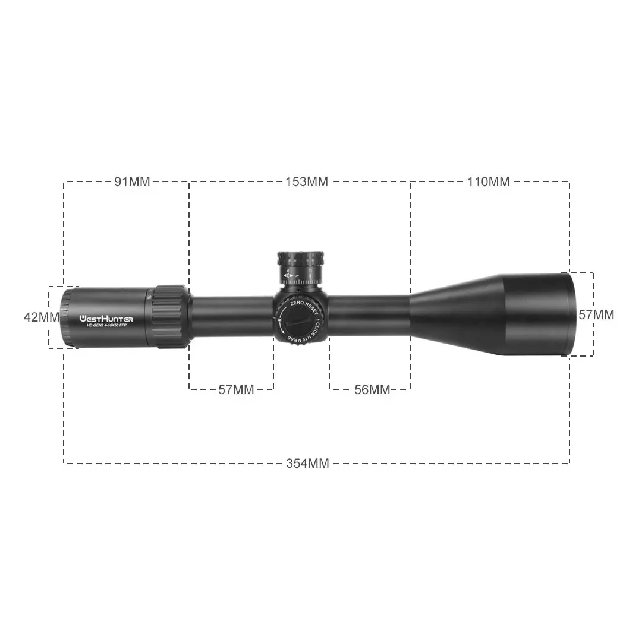 MIRA TELESCOPICA WESTHUNTER 027 HD GEN2 4-16X50 FFP ZERO STOP