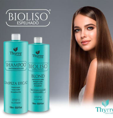 KIT BIOLISO ALISADO BRILLO ESPEJO MATIZADO(SHAMPOO Y ALISADO) VERSION 1LITRO Y 500 ML