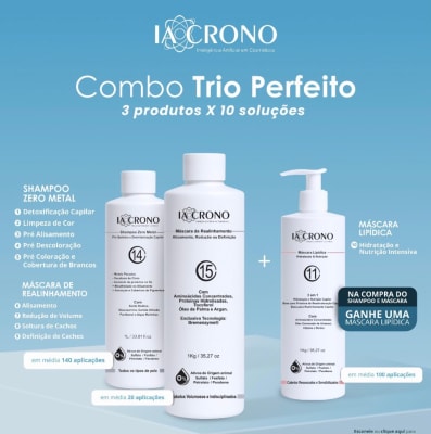 TRIO ALISADO + SHAMPOO + MASCARA LIPIDA 1 LITRO
