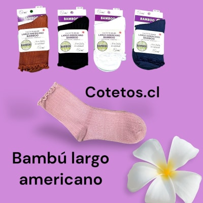 Calceta Bambú Largo Americano Borde de Festón Mujer1