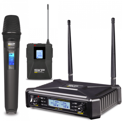SKP UHF 700 PRO Set microfono de mano + Cintillo, lavalier
