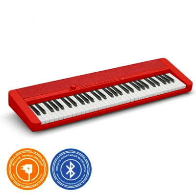 Casio CT-S1 Teclado Rojo 61 Teclas, Adaptador Bluetooth + Transformador Original