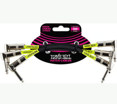 Pack 3 Cables Patch Pedales Ernie Ball 6050 15cm Black