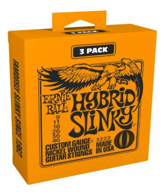 Ernie Ball 3222 Cuerdas  Hybrid Slinky 9-46 Pack 3 Set