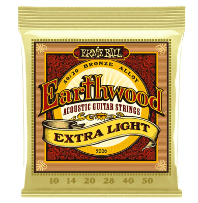 Ernie Ball 2006 Cuerdas de Guitarra Acústica Metal Earthwood 80/20 Bronze Extra Light 10-50
