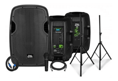 Probass Powerstage 215 Pack Caja Activa + Pasiva, Atriles