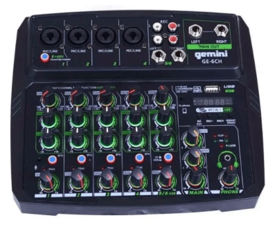 Gemini GE-6CH 6 Mixer Interfaz 6 Canales Con Efecto
