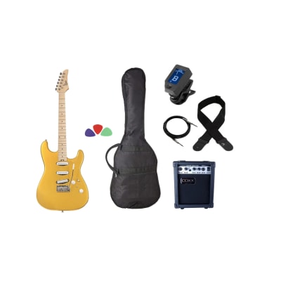 Guitarra Stratocaster GOLD + Amplificador y Accesorios