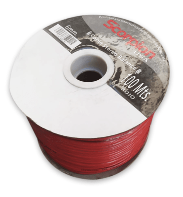 Scorpion Rollo de Cable Stereo 6mm 100 mt USA Rojo