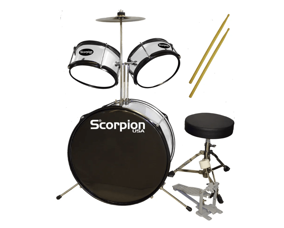 Bateria de Niño 3 Piezas Blanca SBJ-3 Scorpion