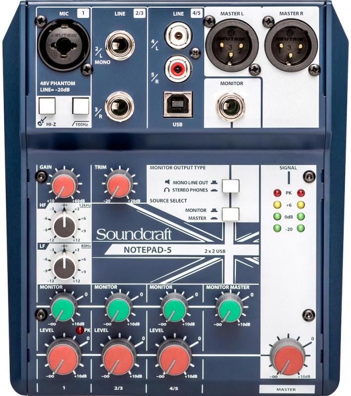 Soundcraft Notepad 5 Interfaz/Mezclador 5 Canales con USB