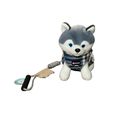 ARNÉS CON TRAILLA ESCOCÉS AZUL CON GRIS MODELO ZICHEN1