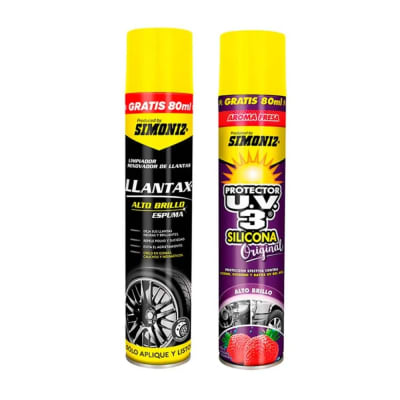 SIMONIZ KIT SILICONA UV3 480 ML + RENOVADOR DE LLANTA 480 ML