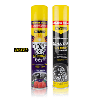 SIMONIZ KIT SPRAY SILICONA UV3 + RENOVADOR DE LLANTA