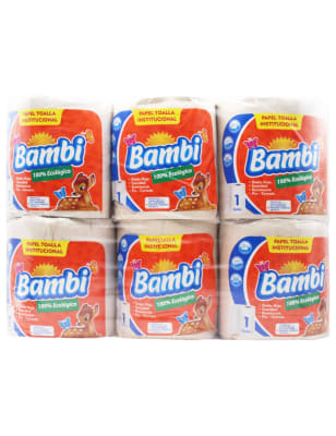 BAMBI PAPEL TOALLA ECOLOGICO PAQ x 6ROLLOS