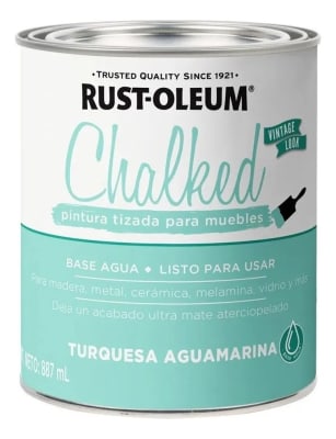 RUST OLEUM CHALKED PINTURA BROCHABLE TURQUESA AGUAMARINA 0,887LT