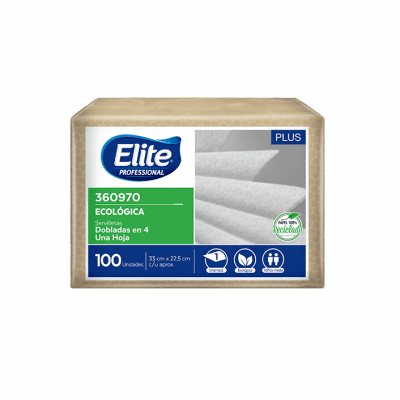 ELITE PAPEL SERVILLETA  ECOLOGICO DOBLADA EN 4 cod 361704