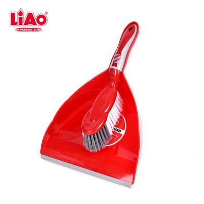 LIAO RECOGEDOR CON ESCOBA ROJA DE MANO