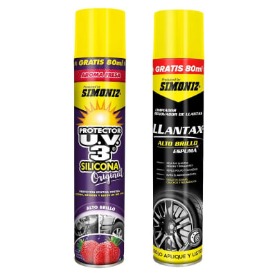 SIMONIZ KIT SILICONA UV3 480 ML + RENOVADOR DE LLANTA 480 ML
