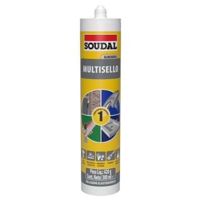 SOUDAL SILICONA MULTISELLO ALMENDRA 300ML