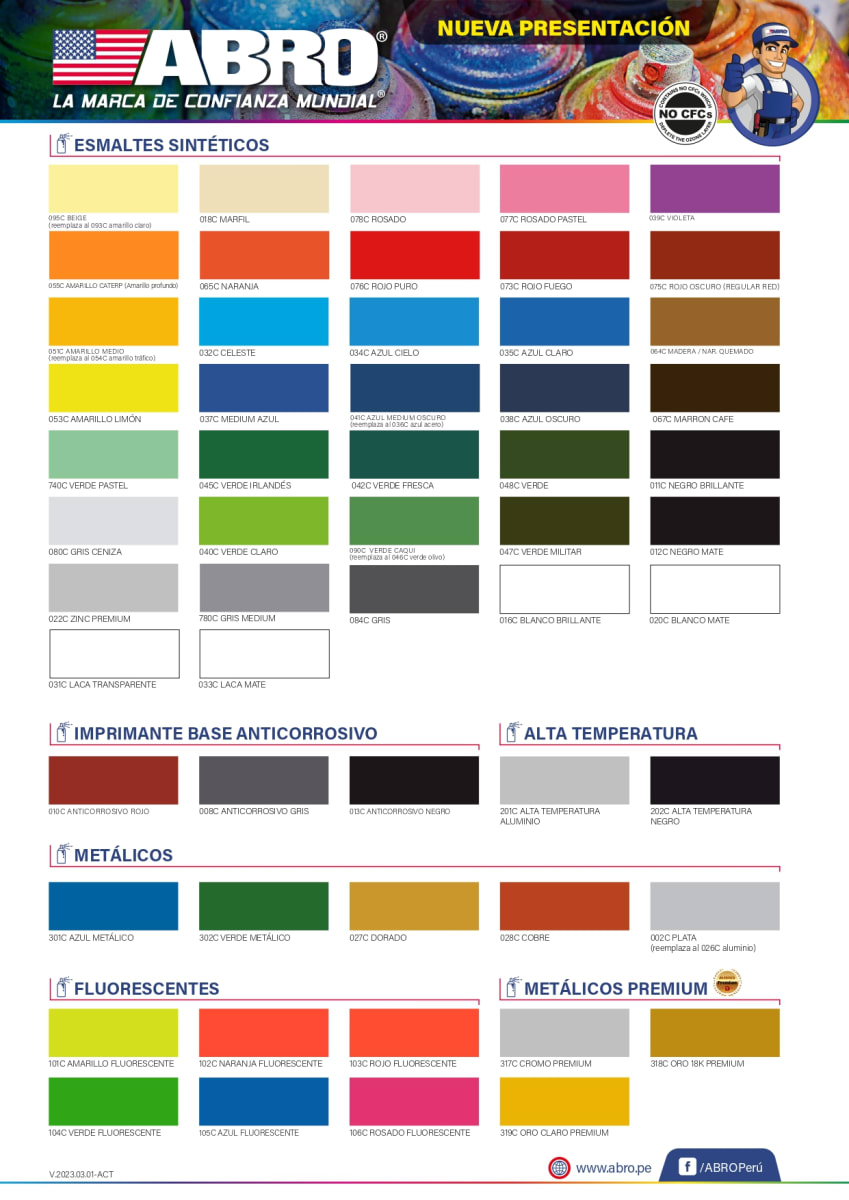 ABRO PINTURA SPRAY COLORES BASICOS 400ml1