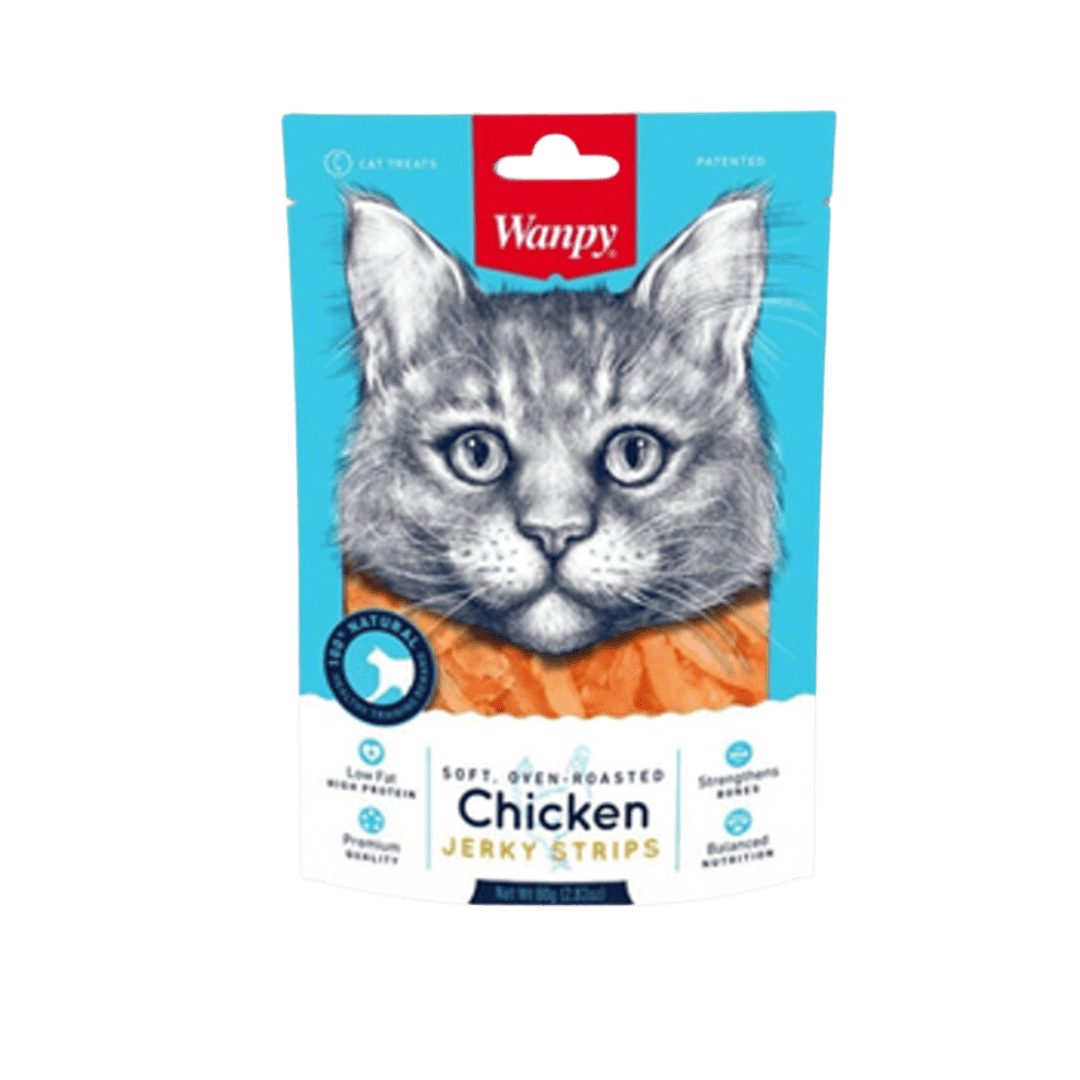 WANPY CAT CHICKEN JERKY STRIPS 80 GR1