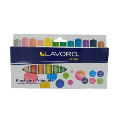 PLASTICINA TRIANGULAR COLOR PASTEL LAVORO1