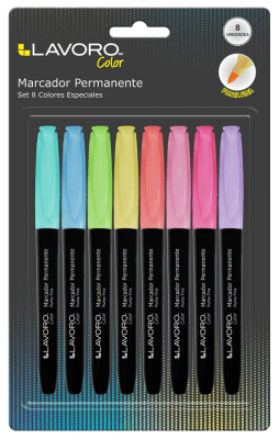 Set de Marcadores Permanente Lavoro Neon