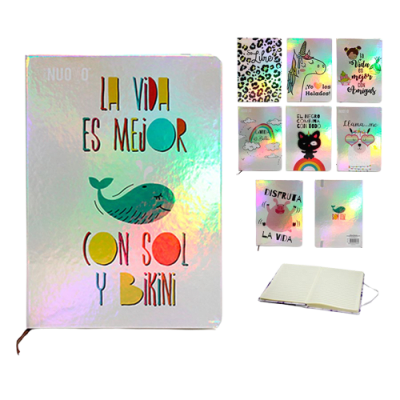 LIBRETA IRIDESCENTE DISEÑO A5 100HJS 14X21CM 52813