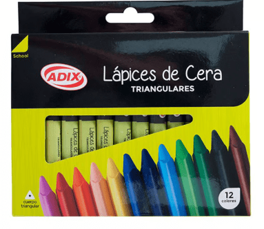 Lapiz de cera ADIX triangular 12 colores1