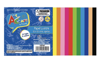 Papel lustre ART AND CRAFT 10X10CM 24UNI