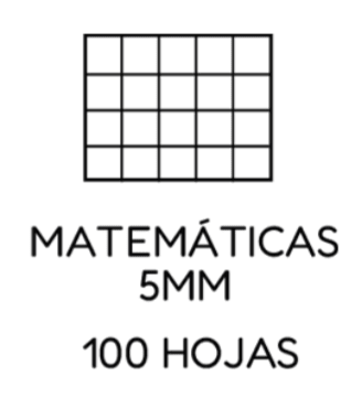 Cuaderno college Arte Top matematica 5mm 100hjs colores 42604