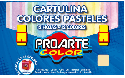 CARPETA PROARTE CARTULINA COLOR PASTEL 12COL  33892-3