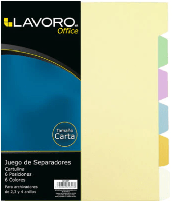 SEPARADOR LAVORO CARTA  6 DIVISIONES