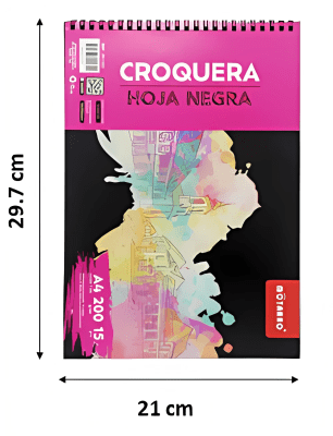 Croquera Hoja Negra Motarro A4 200grs 15hjs1