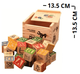 CUBO DE MADERA DE LETRAS Y NÚMEROS 48 PIEZAS