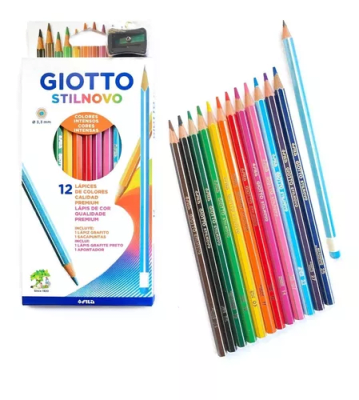 LAPIZ COLOR GIOTTO STILNOVO 12UNID + SACAPUNTA1