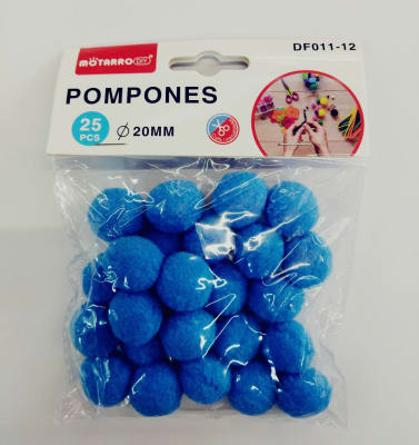 Pompones Motarro celeste 20mm 25pcs DF011-12