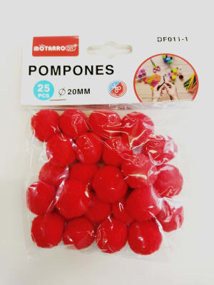 Pompones Motarro rojo 20mm 25pcs DF011-11