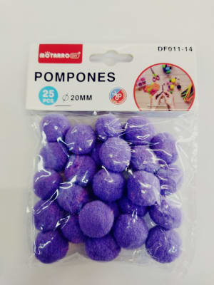 Pompones Motarro lila 20mm 30pcs DF011-14