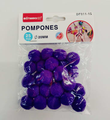 Pompones Motarro morado 20mm 25cm DF011-15