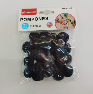 Pompones Motarro negro 20mm 25pcs DF011-21